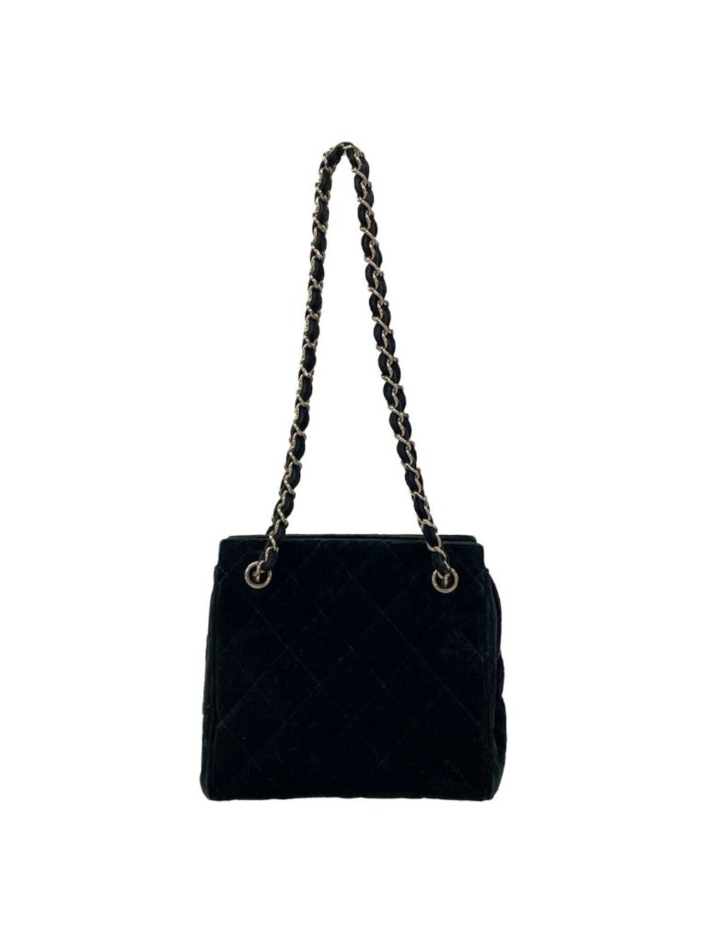 Chanel Shoulder Bag Quilted Black Chain Silver
